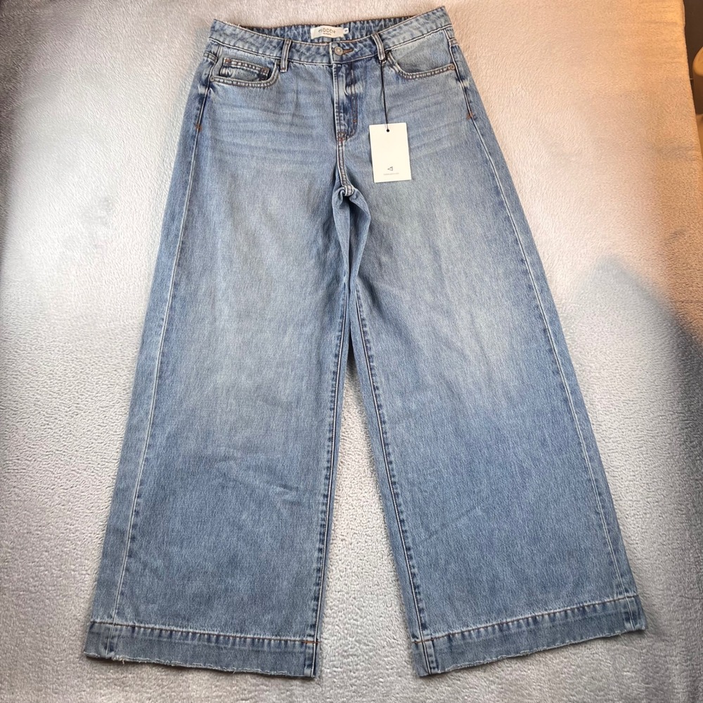 Hidden Jeans Nori High Rise Wide Leg Light Wash Raw Hem Denim Size 29